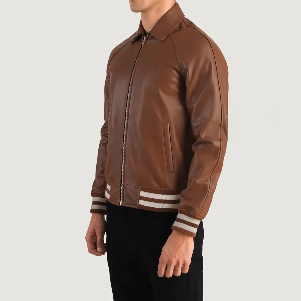 Walton Brown Leather Varsity Jacket