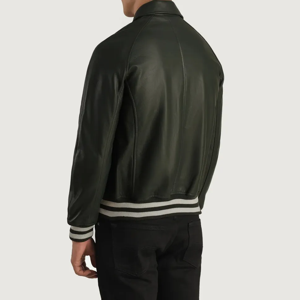 Walton Green Leather Varsity Jacket