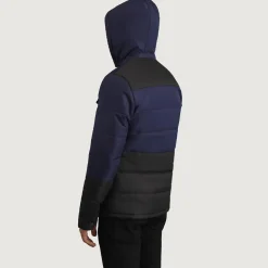 Wayne Black & Blue Hooded Puffer Jacket