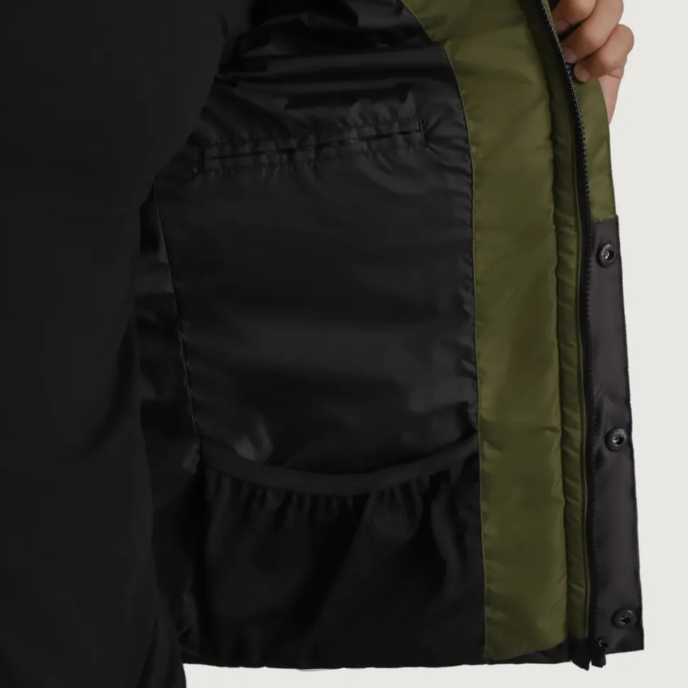 Wayne Black & Green Hooded Puffer Jacket
