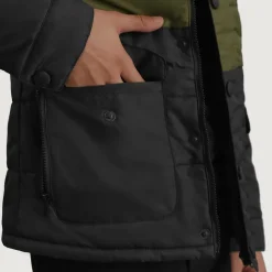Wayne Black & Green Hooded Puffer Jacket