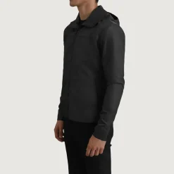 Wesley Black Hooded Windbreaker Jacket
