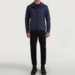 Wesley Blue Hooded Windbreaker Jacket