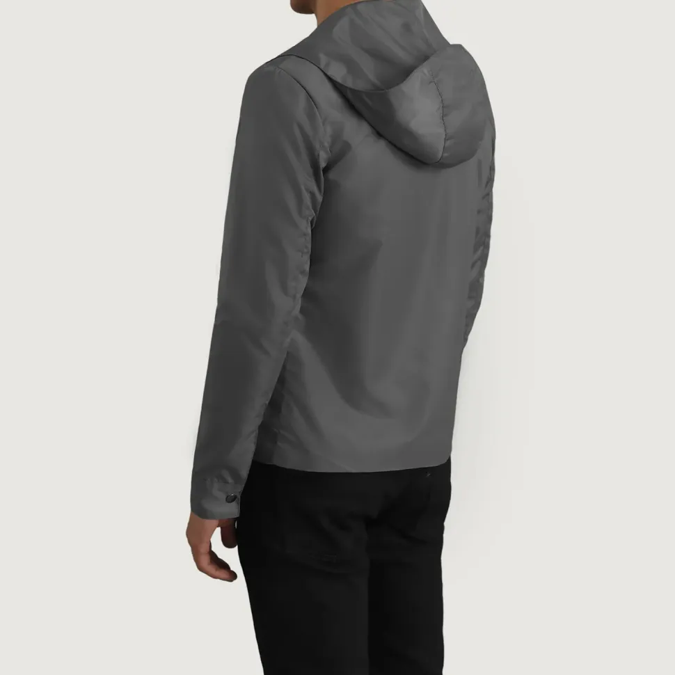 Wesley Grey Hooded Windbreaker Jacket
