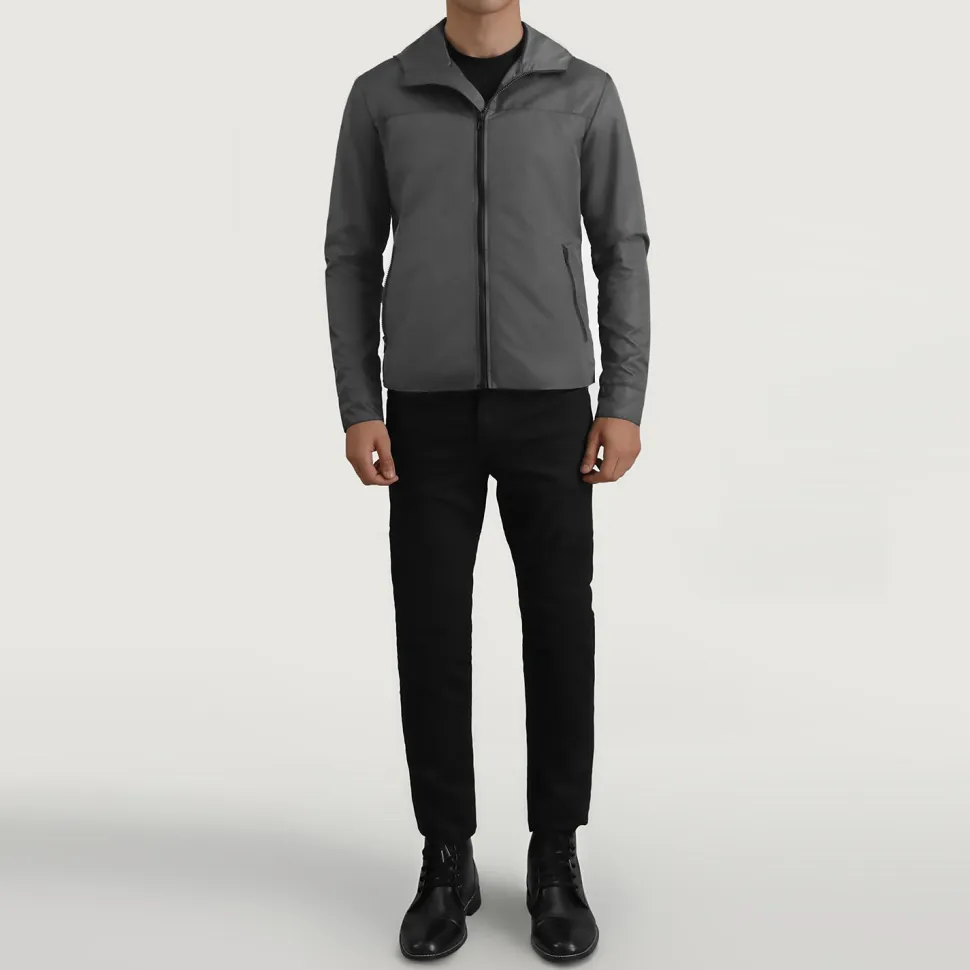 Wesley Grey Hooded Windbreaker Jacket