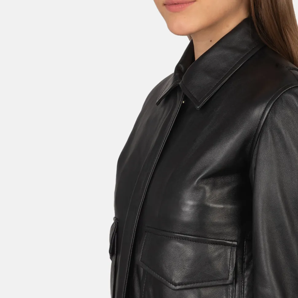 Westa A-2 Black Leather Bomber Jacket