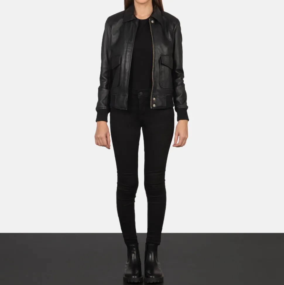 Westa A-2 Black Leather Bomber Jacket