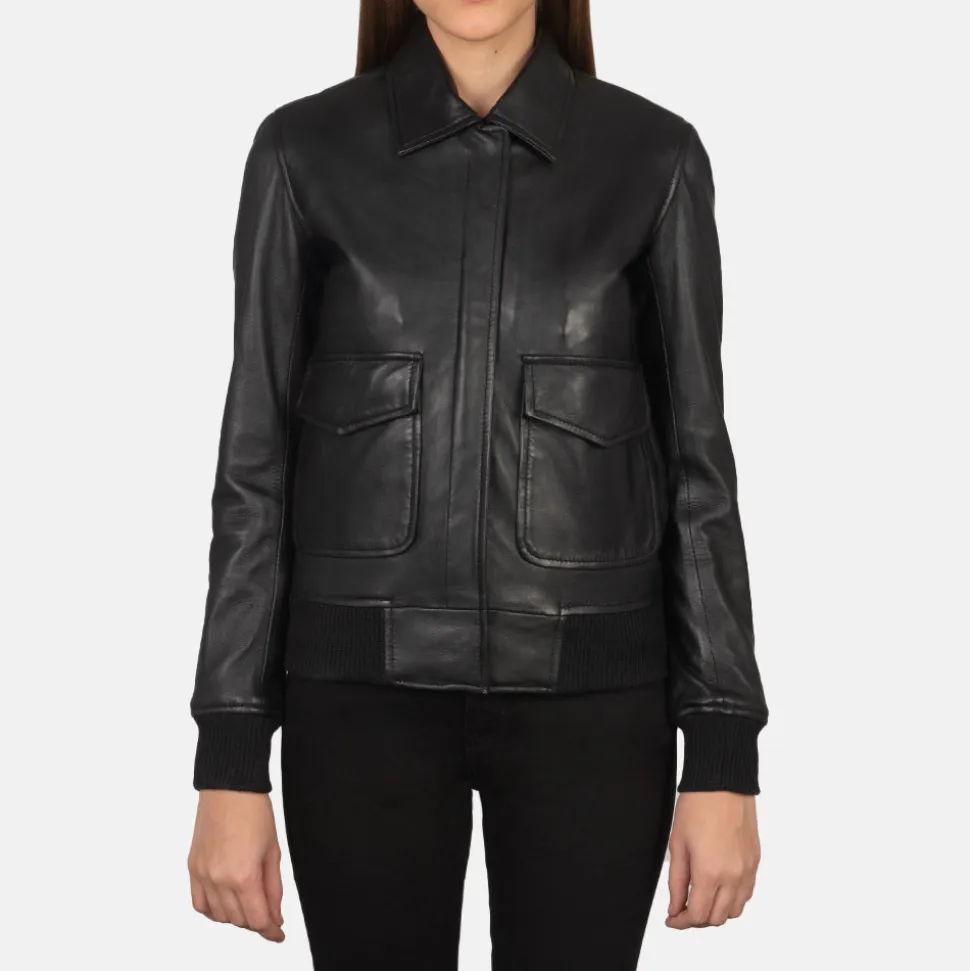 Westa A-2 Black Leather Bomber Jacket