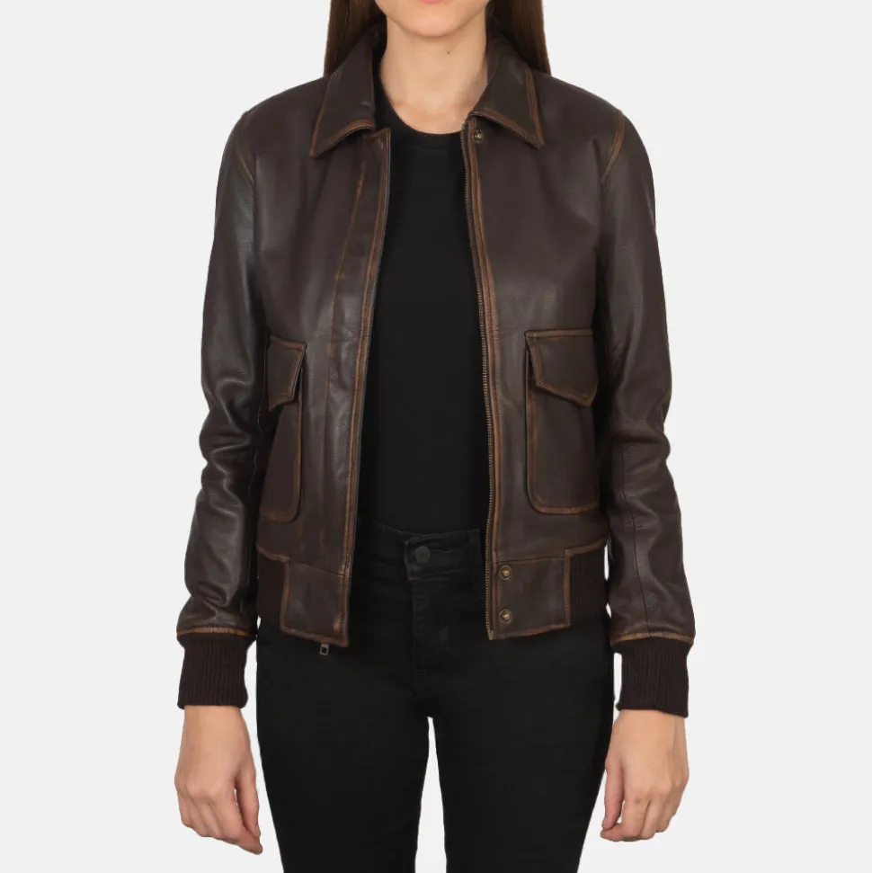 Westa A-2 Brown Leather Bomber Jacket
