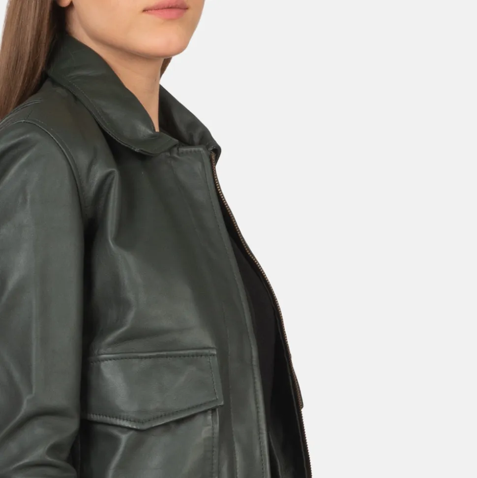 Westa A-2 Green Leather Bomber Jacket