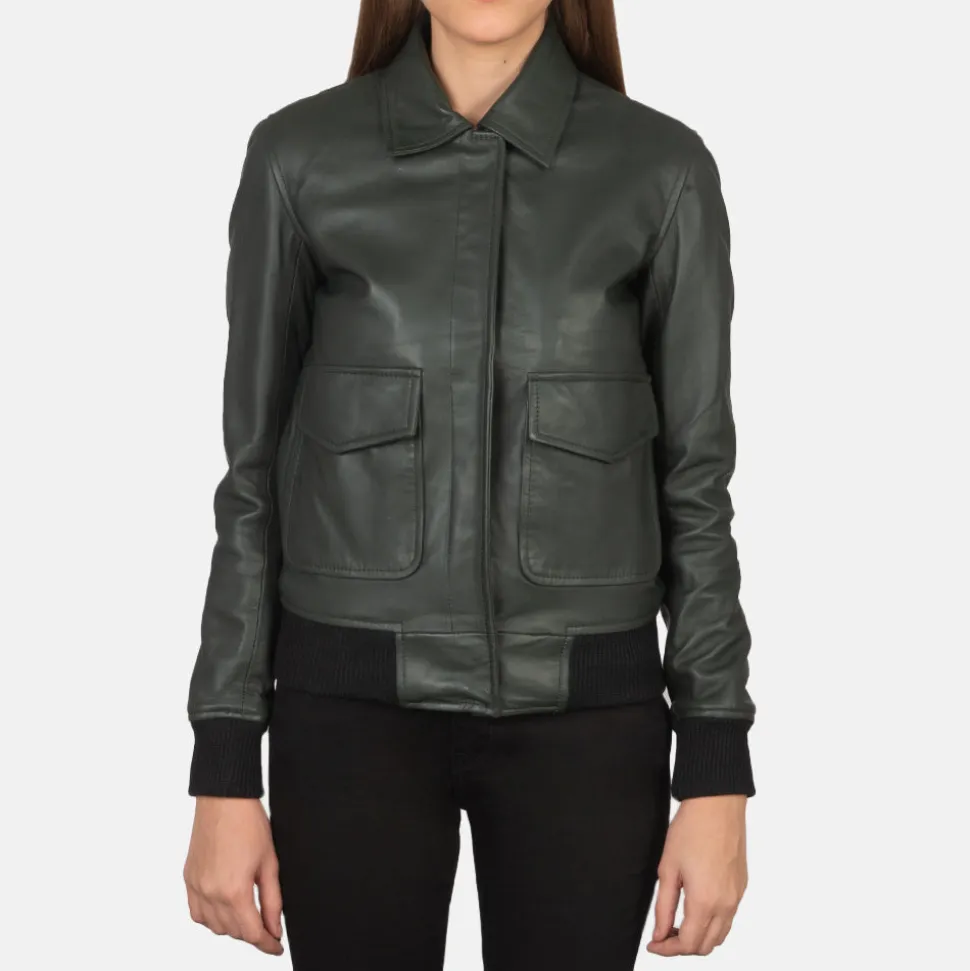 Westa A-2 Green Leather Bomber Jacket