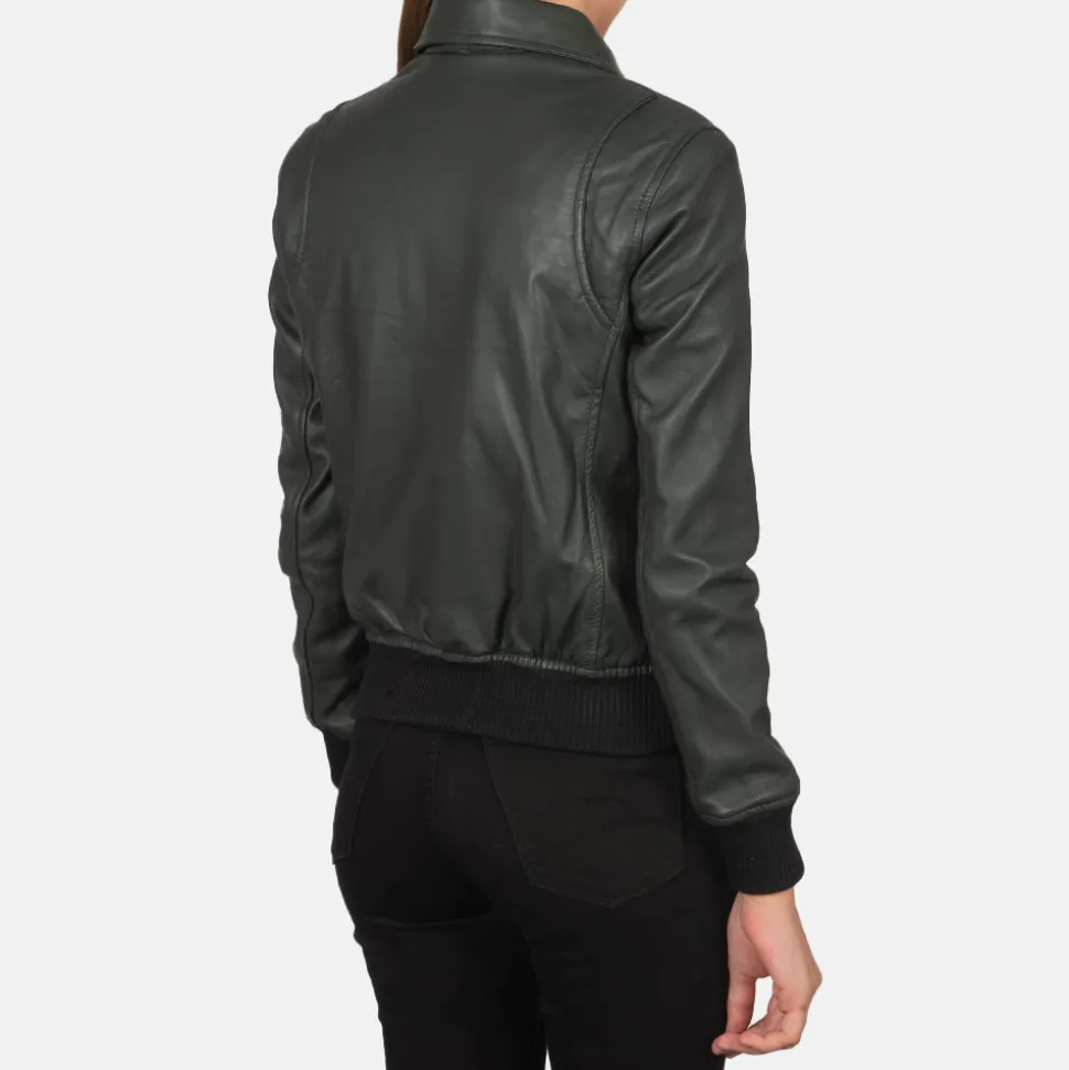 Westa A-2 Green Leather Bomber Jacket