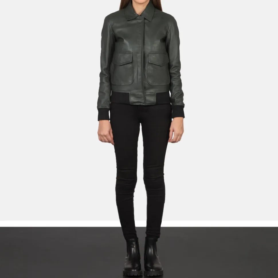 Westa A-2 Green Leather Bomber Jacket
