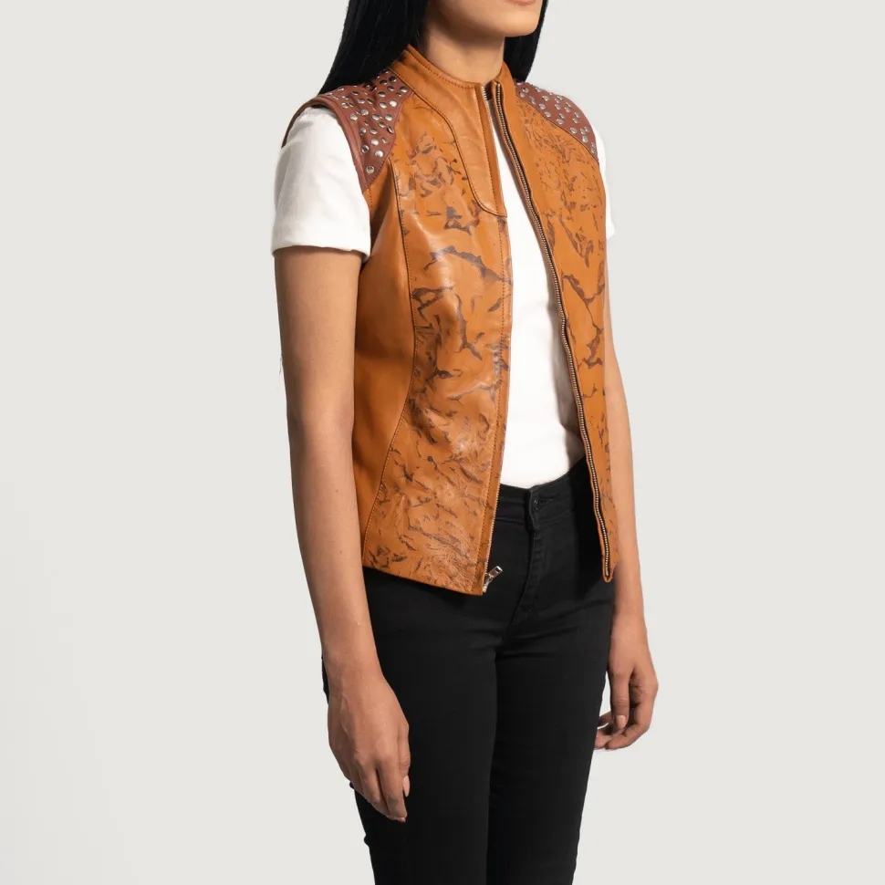 Westina Tan Dye Leather Vest