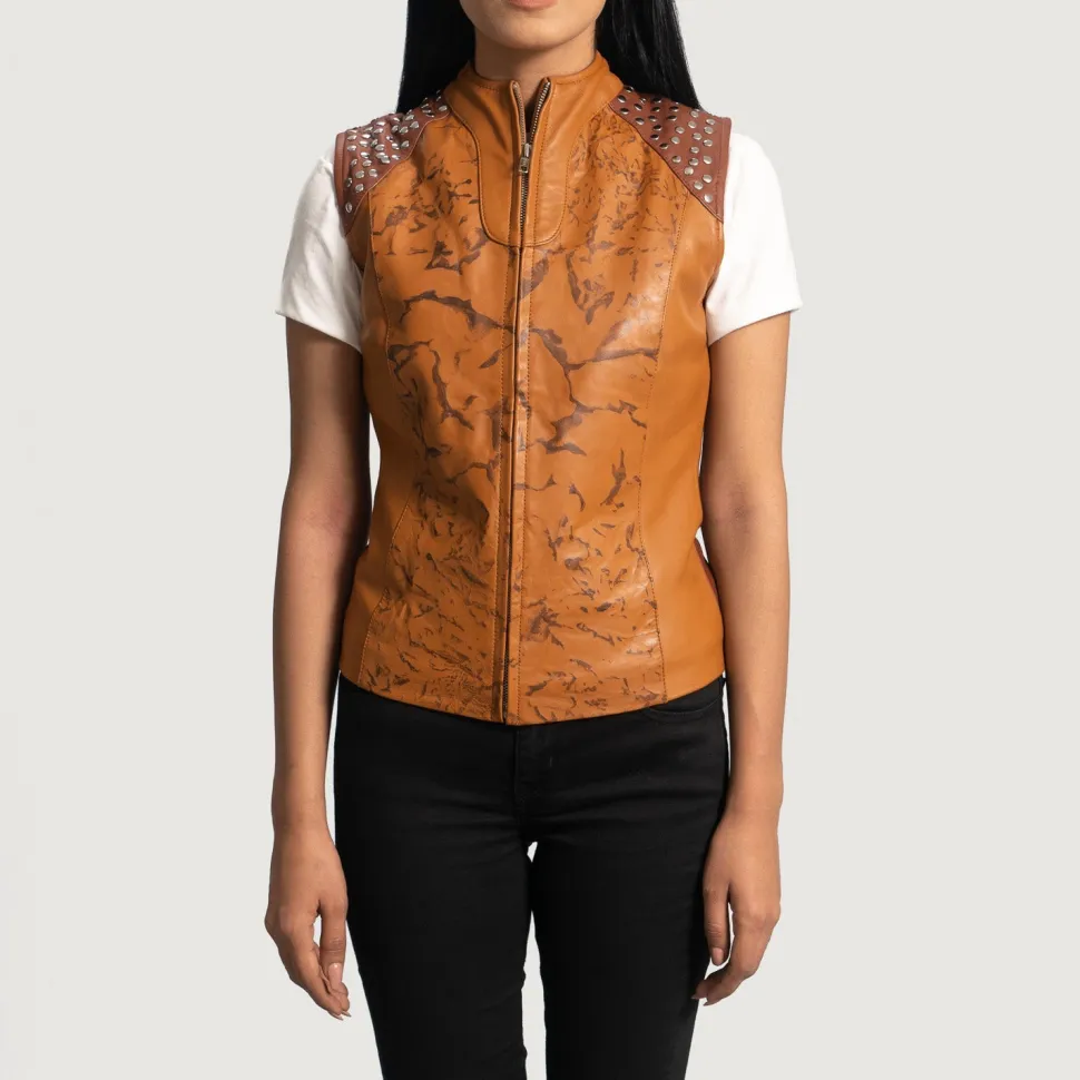 Westina Tan Dye Leather Vest