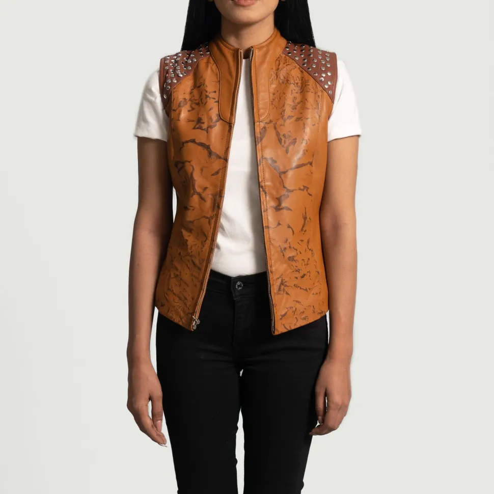 Westina Tan Dye Leather Vest