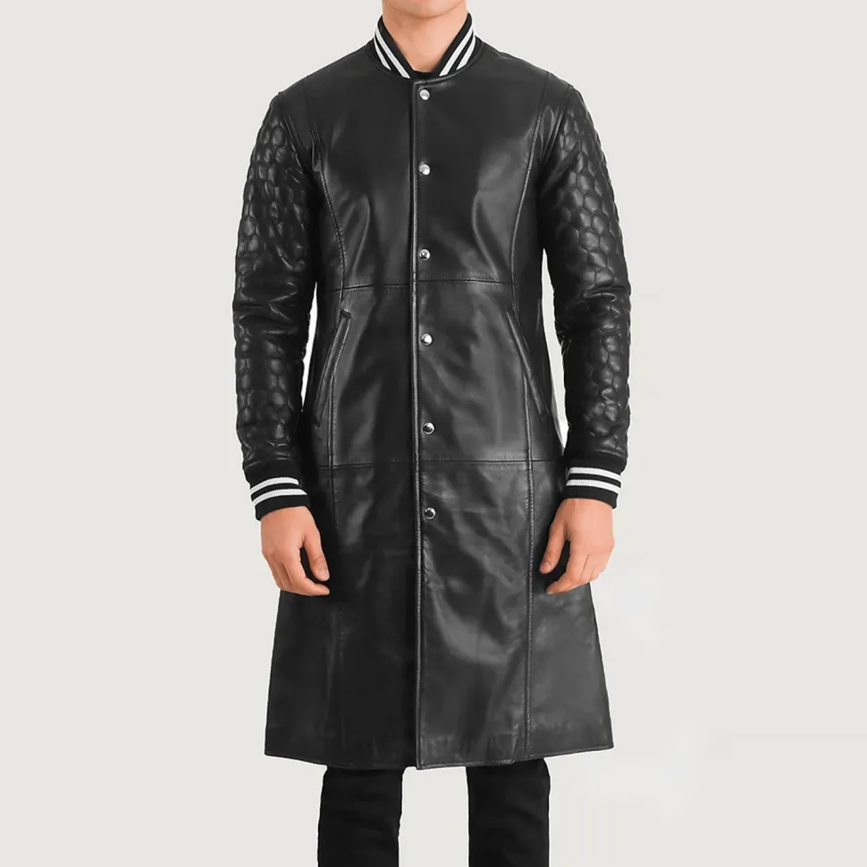 Wilde Black Leather Varsity Coat