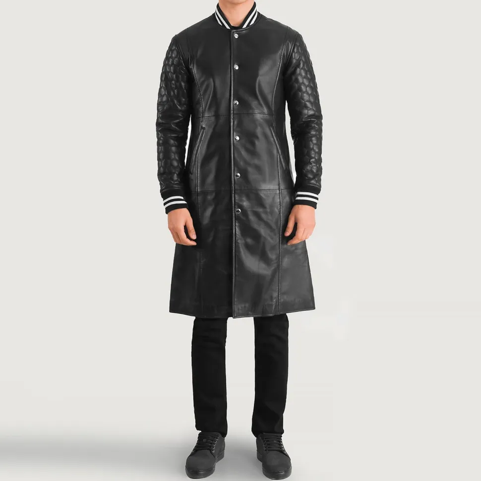 Wilde Black Leather Varsity Coat