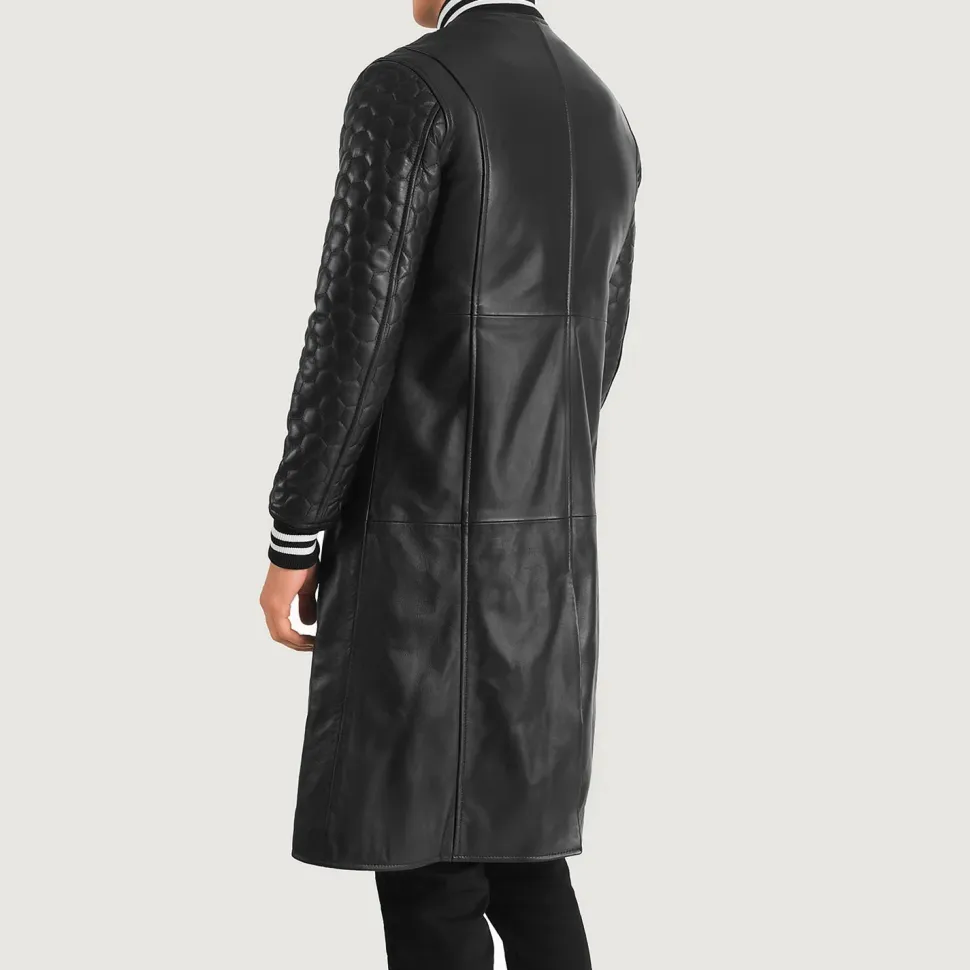 Wilde Black Leather Varsity Coat