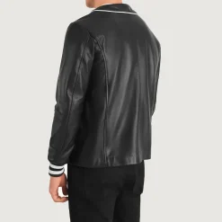 Willis Black Leather Varsity Jacket