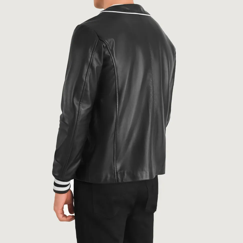 Willis Black Leather Varsity Jacket