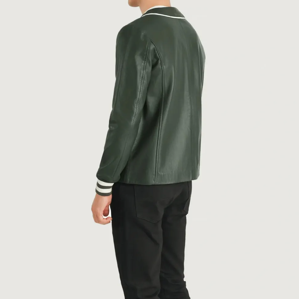 Willis Green Leather Varsity Jacket