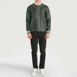 Willis Green Leather Varsity Jacket