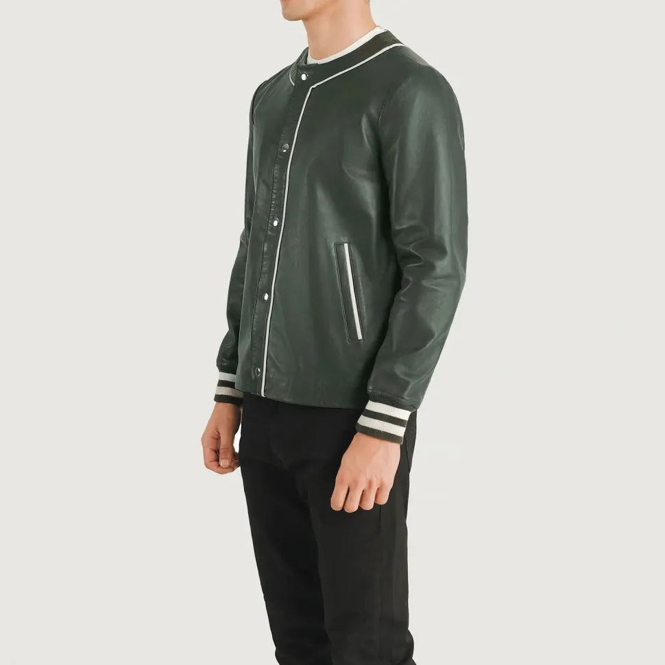 Willis Green Leather Varsity Jacket