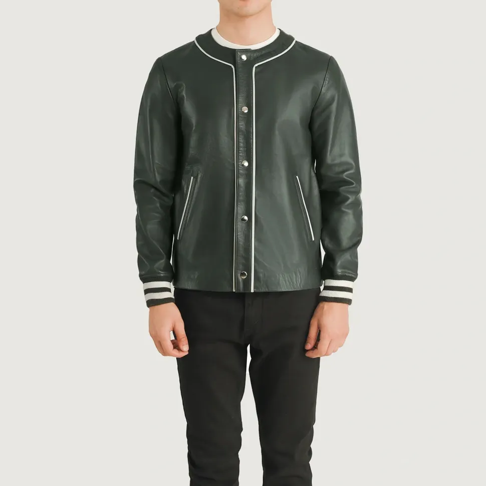 Willis Green Leather Varsity Jacket