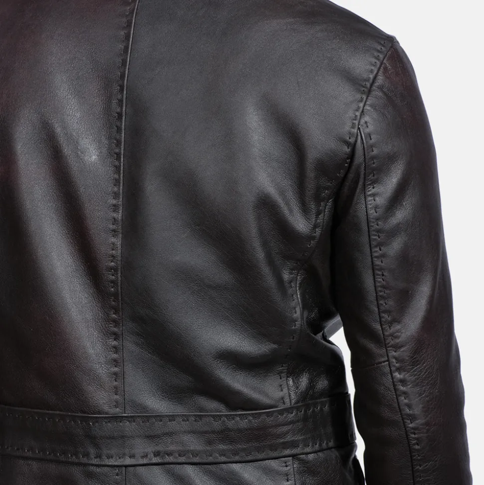 Wine Black Leather Blazer