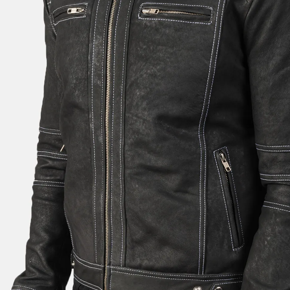 Youngster Distressed Black Leather Jacket