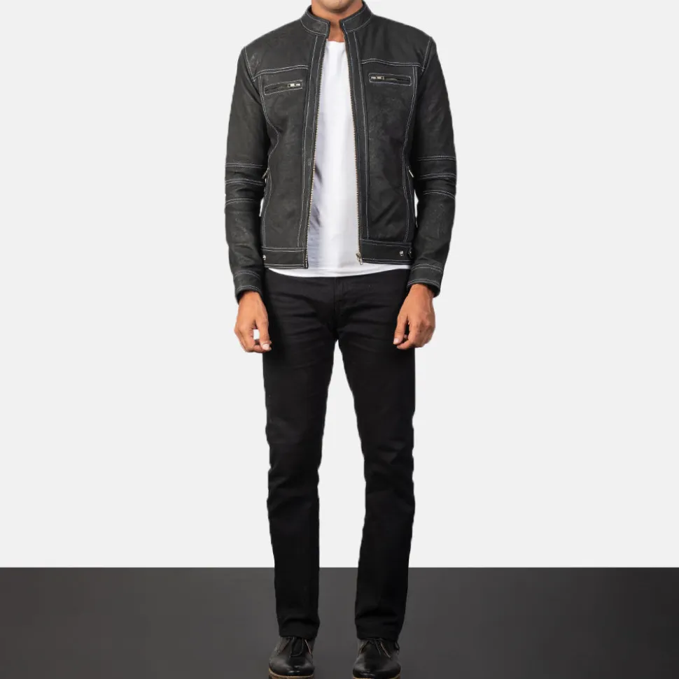 Youngster Distressed Black Leather Jacket