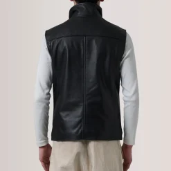 Zane Black Leather Vest