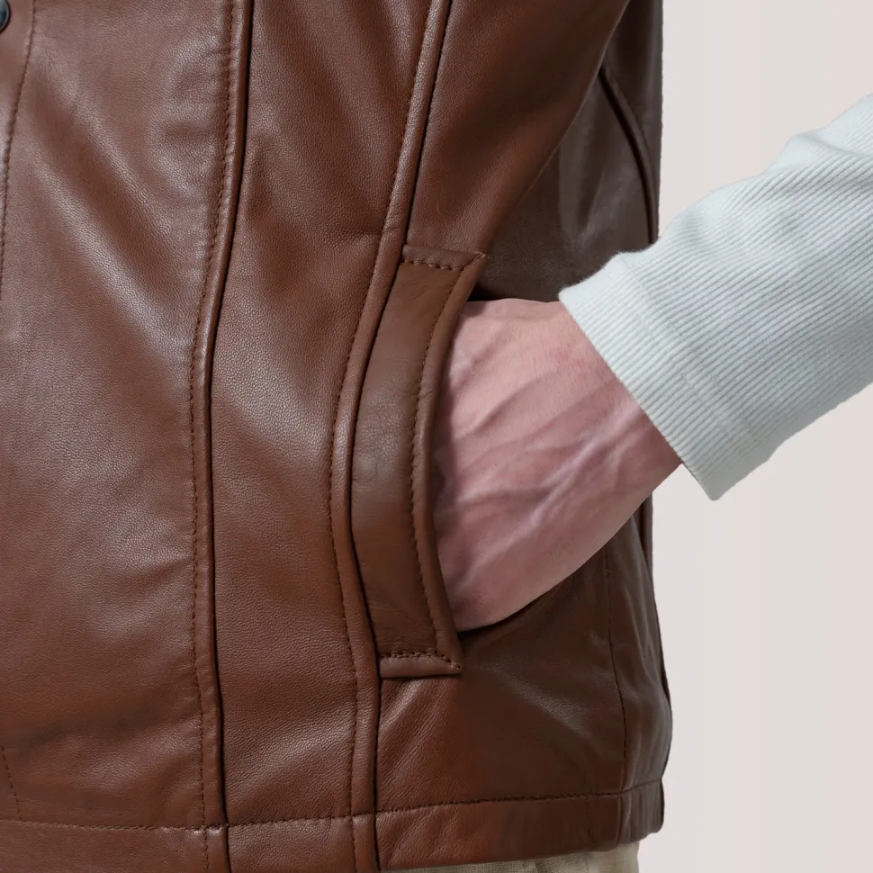 Zane Waxed Brown Leather Vest