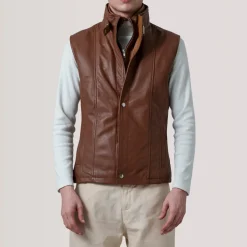Zane Waxed Brown Leather Vest