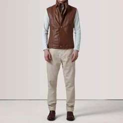 Zane Waxed Brown Leather Vest