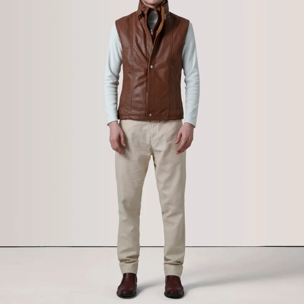 Zane Waxed Brown Leather Vest