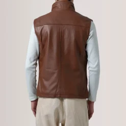 Zane Waxed Brown Leather Vest