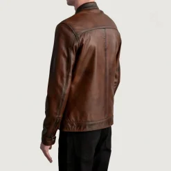 Zen Distressed Brown Leather Biker Jacket