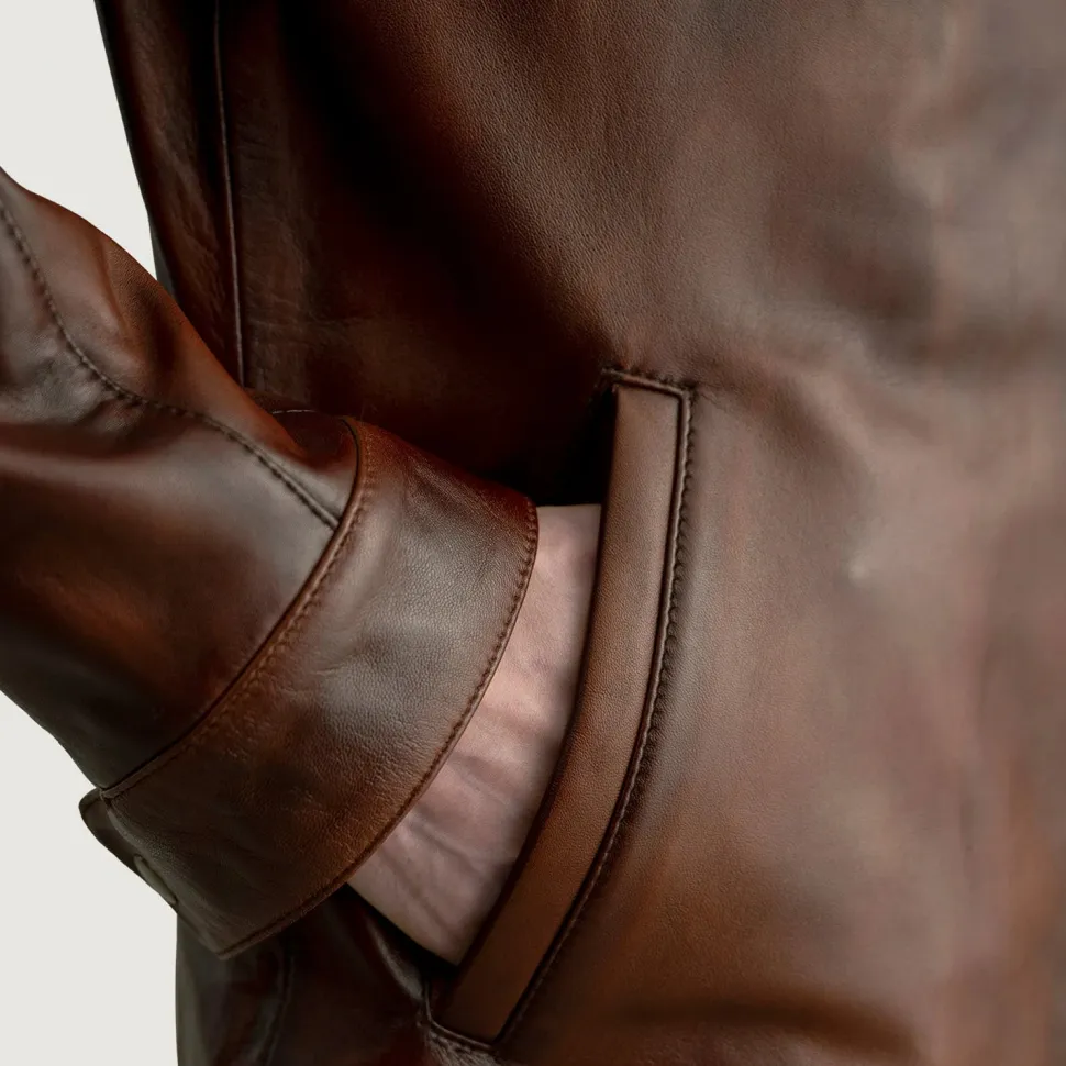 Zen Distressed Brown Leather Biker Jacket