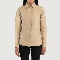Zenith Beige Leather Shirt Jacket