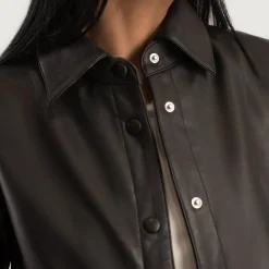 Zenith Brown Leather Shirt Jacket