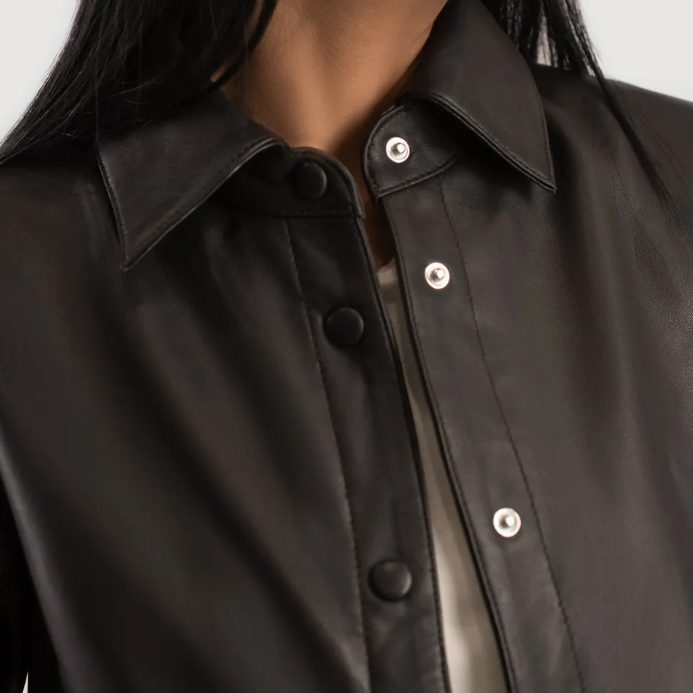 Zenith Brown Leather Shirt Jacket