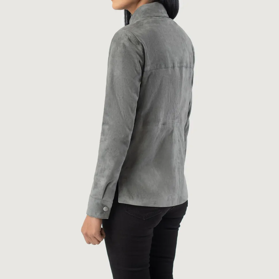 Zenith Grey Suede Leather Shirt Jacket