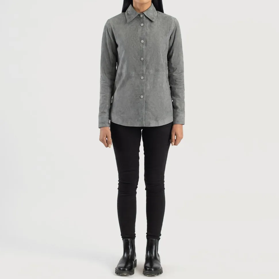 Zenith Grey Suede Leather Shirt Jacket