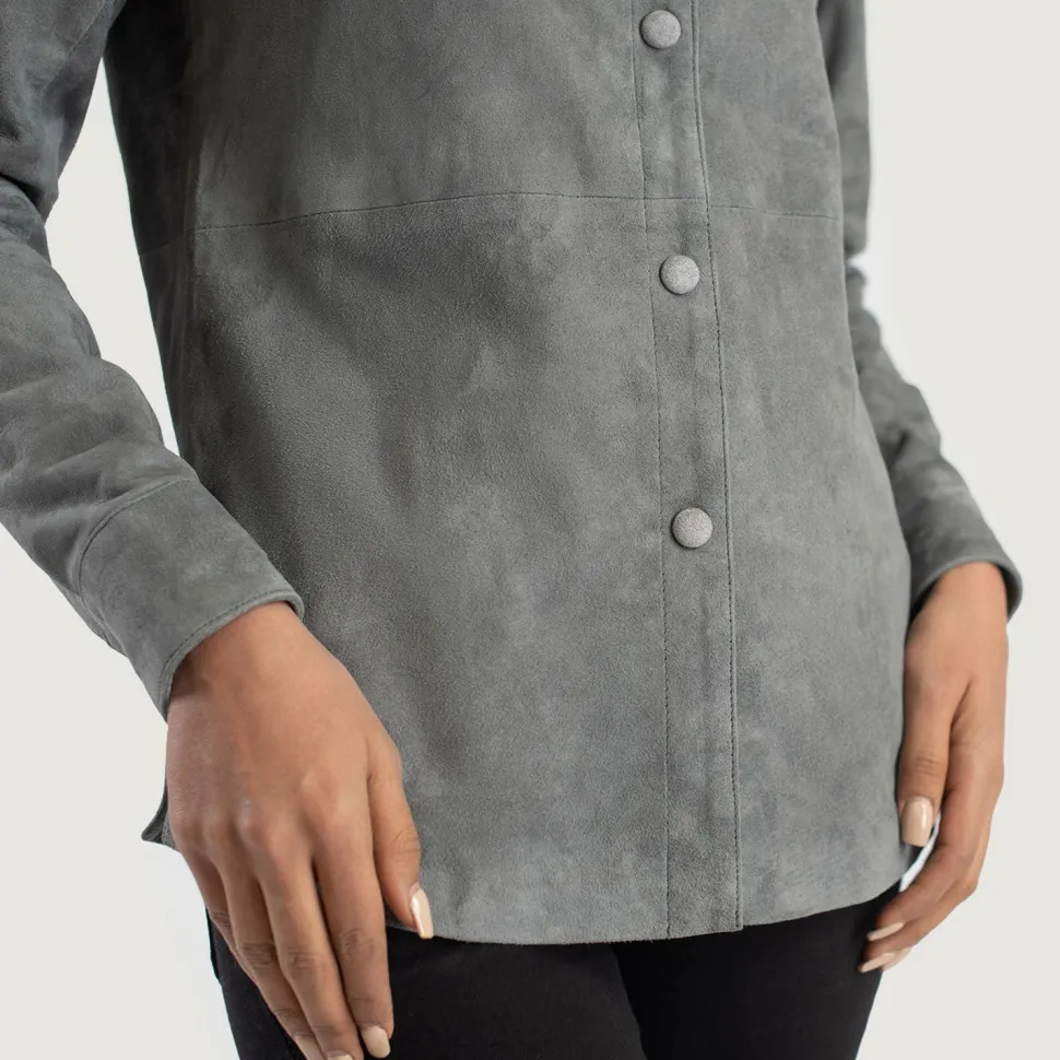 Zenith Grey Suede Leather Shirt Jacket