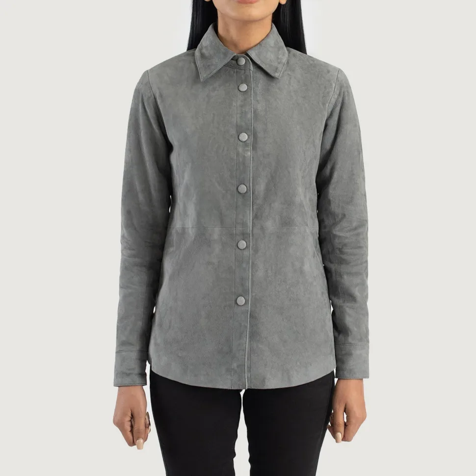 Zenith Grey Suede Leather Shirt Jacket