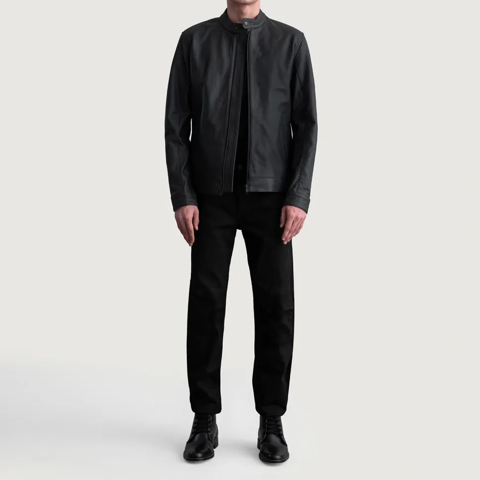 Zen Matte Black Leather Biker Jacket