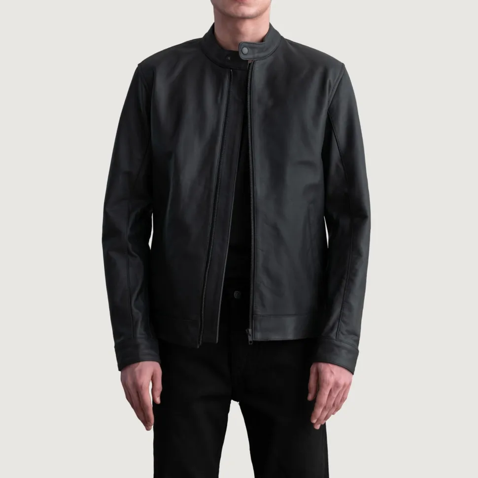 Zen Matte Black Leather Biker Jacket
