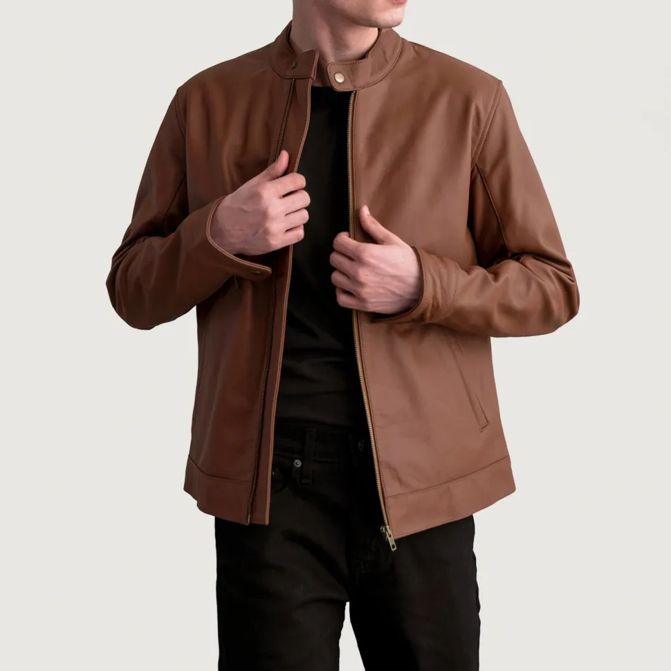 Zen Matte Brown Leather Biker Jacket